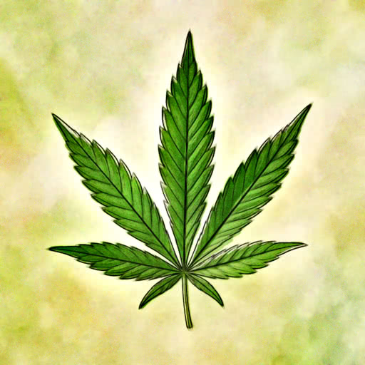 A cannabis leaf featuring a dream watercolor style