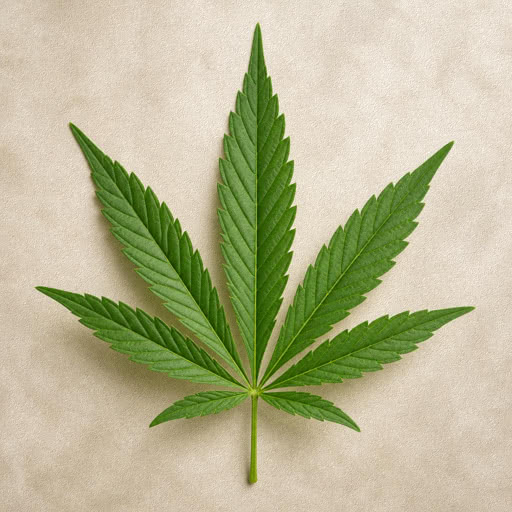 Cannabis leaf featuring a paper-like surface effect
