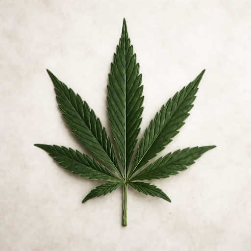 A marijuana leaf featuring an intensified graphic treatment