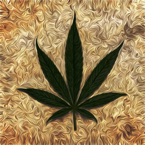 Cannabis leaf with a painterly daub style
