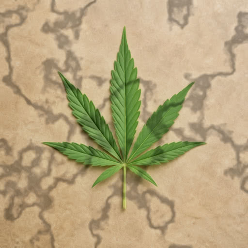 One cannabis leaf presented in a shadow patch effect