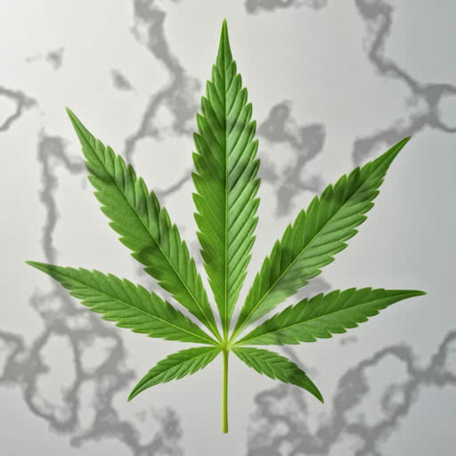 One cannabis leaf shown with a shadow patch effect