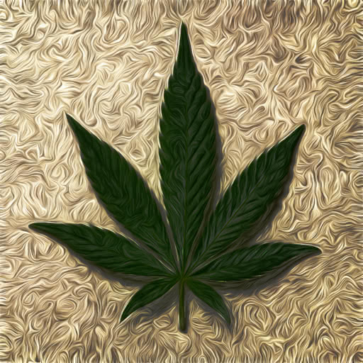 A leaf from a marijuana plant featuring a textured paint daub rendering