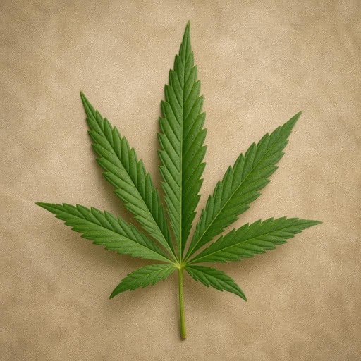 A marijuana leaf transformed using a stylized paper texture