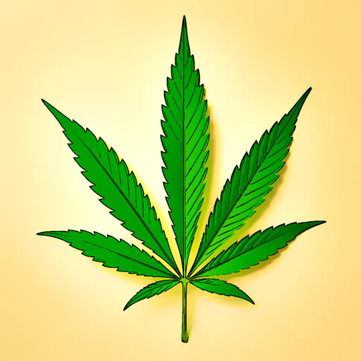 Cannabis leaf rendered with a stylized comic book treatment