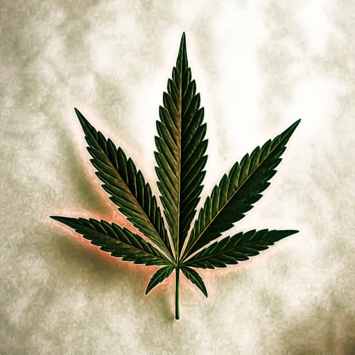 A weed leaf featuring a stylized graphic novel rendering