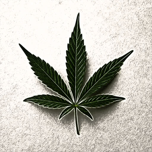 A cannabis leaf shown with a hand-drawn colored pencil look