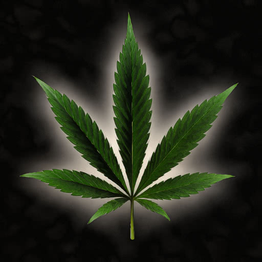 A leaf from a cannabis plant featuring an anguished abstract effect