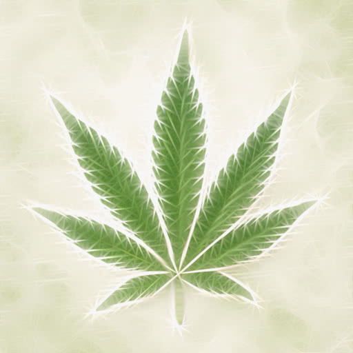 A leaf from a cannabis plant featuring a stylized Rodilius treatment