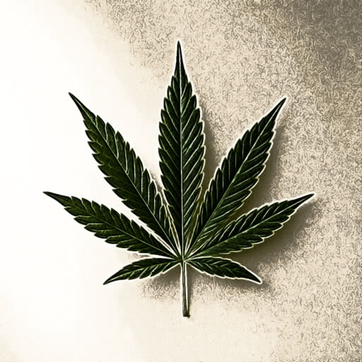 A marijuana leaf shown with a pencil illustration treatment
