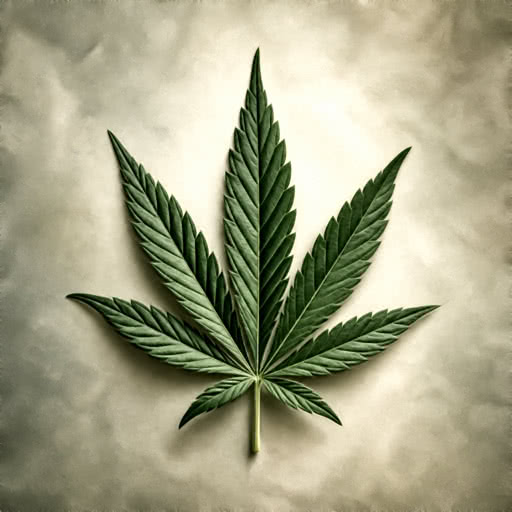 Weed leaf presented in an illustration-style treatment