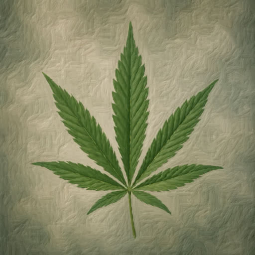 Marijuana leaf with a brushed artistic treatment