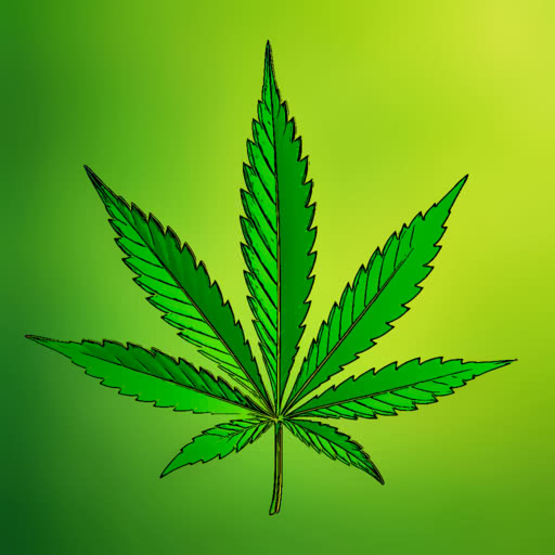 One cannabis leaf shown with a comic illustration effect