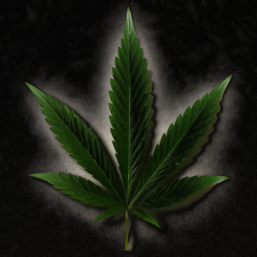 A leaf from a marijuana plant transformed using an anguished abstract effect