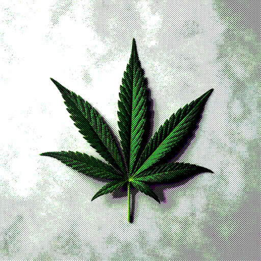 A weed leaf shown with a halftone pattern effect