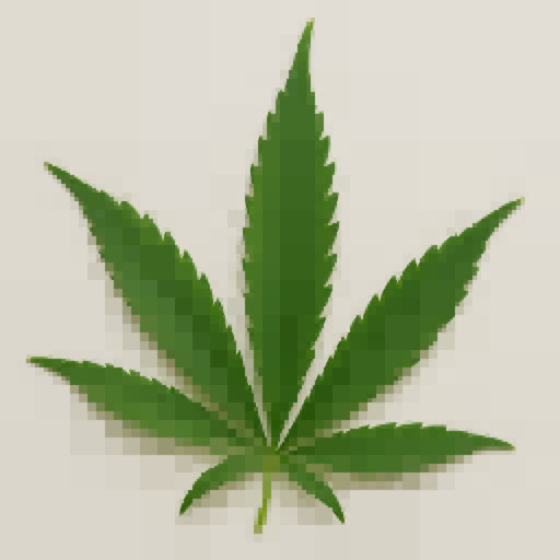 Marijuana leaf transformed using a geometric quadtree treatment