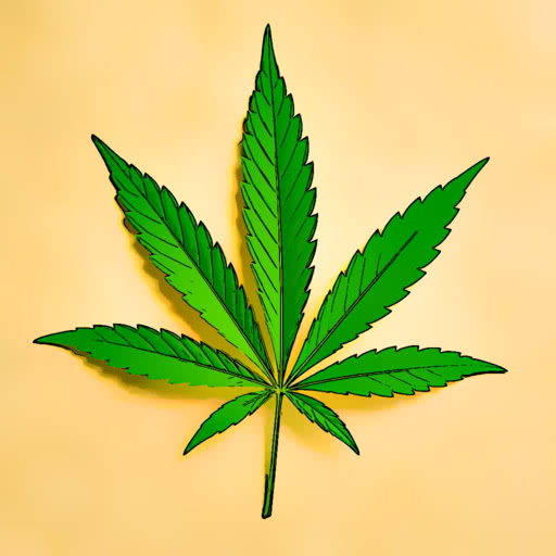 A cannabis leaf rendered with a comic illustration effect