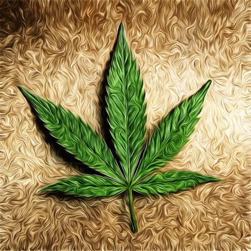 A weed leaf featuring a textured paint daub rendering
