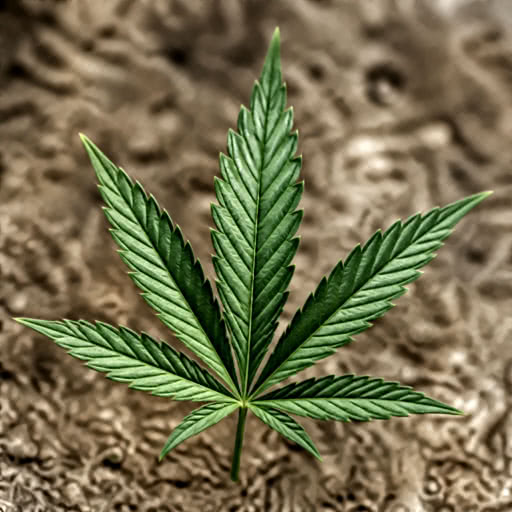 Weed leaf with a clean illustrated rendering