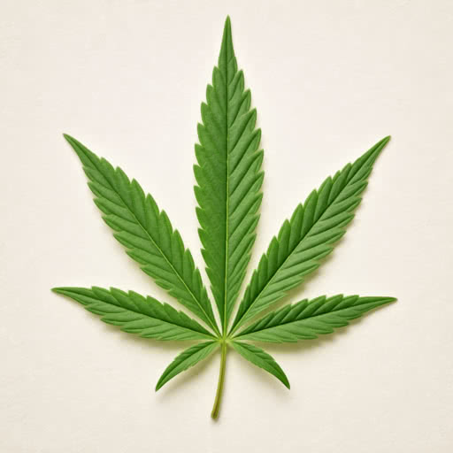 A leaf from a marijuana plant rendered with a blooming highlight treatment