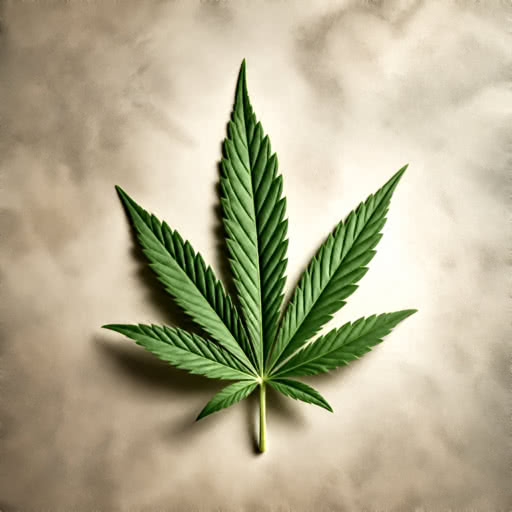 One cannabis leaf presented in a graphic illustration effect