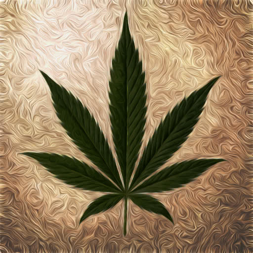 One weed leaf rendered with a paint daub effect