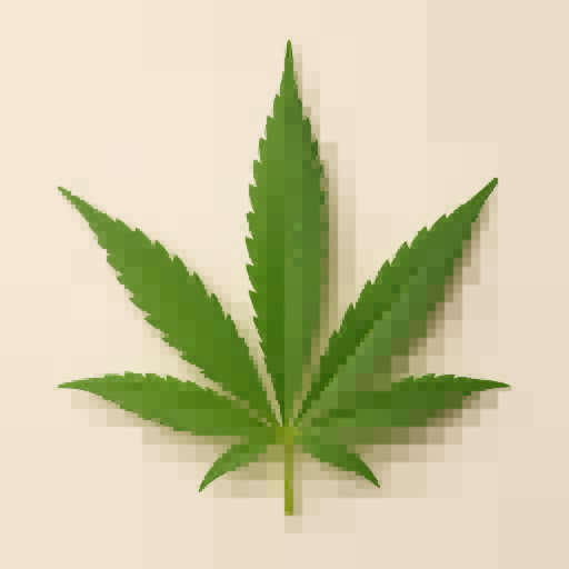 Weed leaf rendered with a geometric quadtree treatment