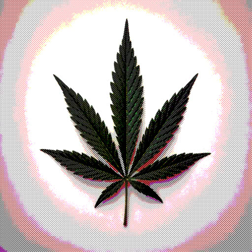Marijuana leaf shown with a graphic halftone rendering