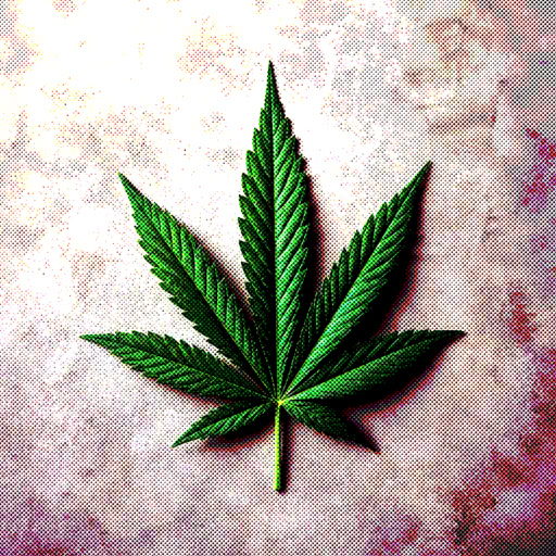 A weed leaf rendered with a printed halftone treatment