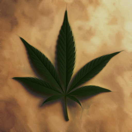 One weed leaf rendered with a dream smoothing effect