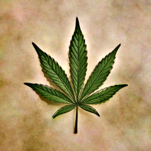 Marijuana leaf with a soft watercolor treatment