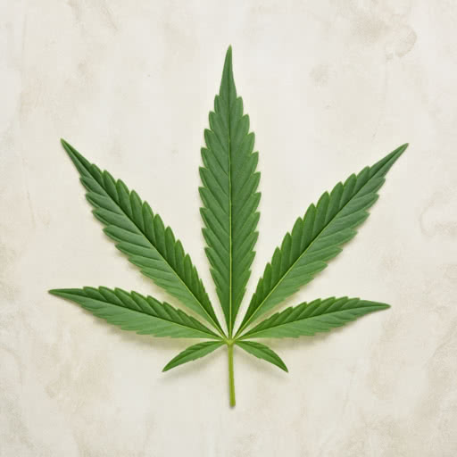 One cannabis leaf transformed using a bright bloom rendering