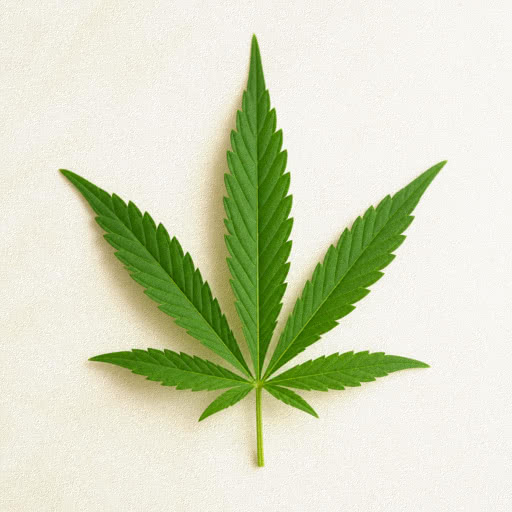 A leaf from a cannabis plant transformed using a stylized paper texture