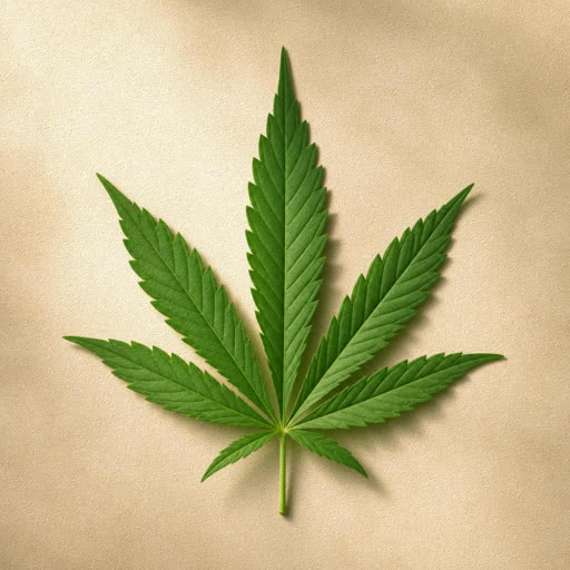 One marijuana leaf shown with a paper texture effect