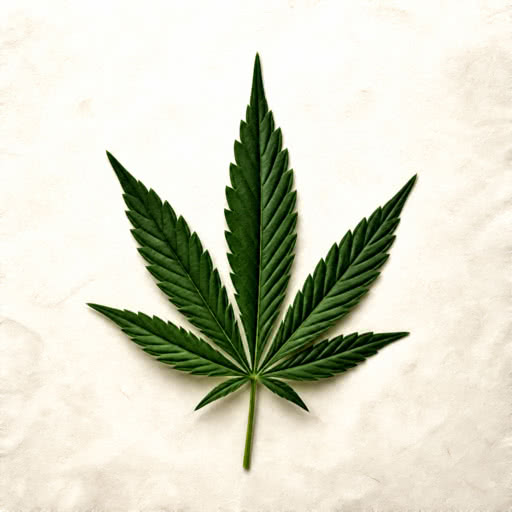 One cannabis leaf rendered with a clean illustrated rendering