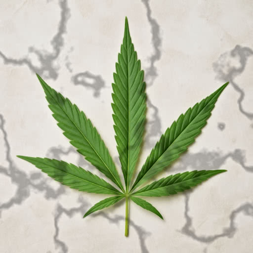 Cannabis leaf with a textured shadow rendering