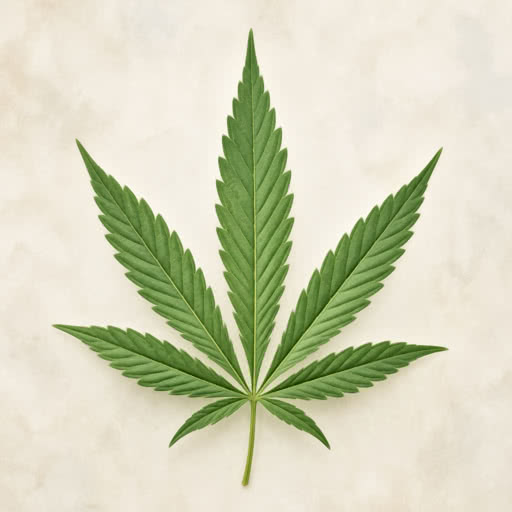 Cannabis leaf shown with a luminous highlight effect