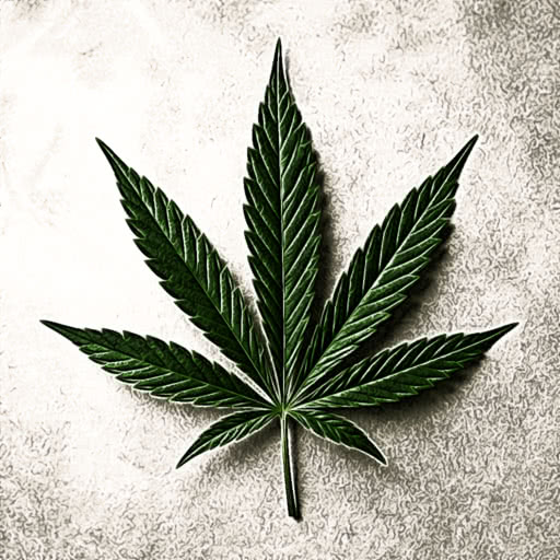 A marijuana leaf with a colored pencil style