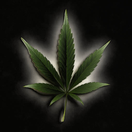 One cannabis leaf shown with an expressive Angoisse effect
