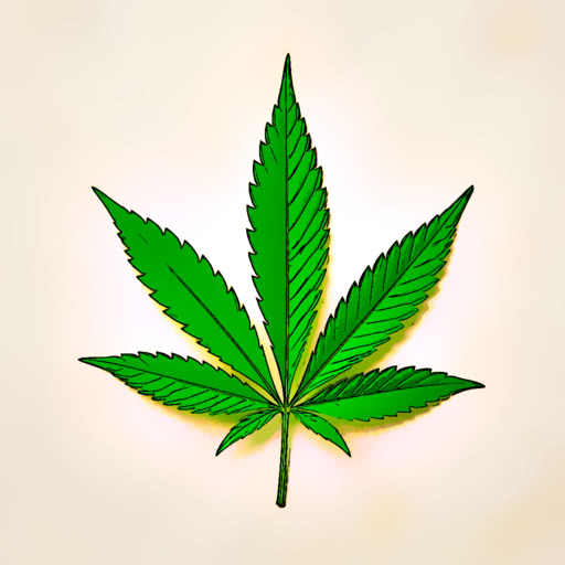 Marijuana leaf shown with a graphic comic rendering