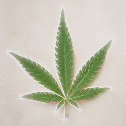 Cannabis leaf rendered with a textured Rodilius effect