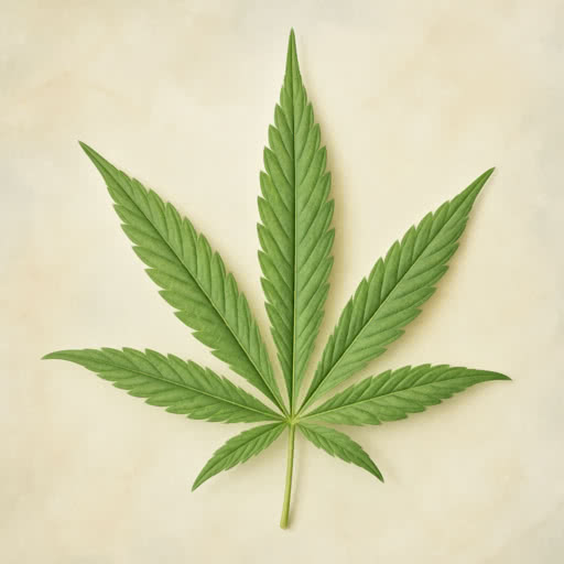 Weed leaf shown with a blooming highlight treatment