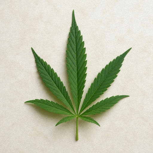 One cannabis leaf featuring a paper-like surface effect