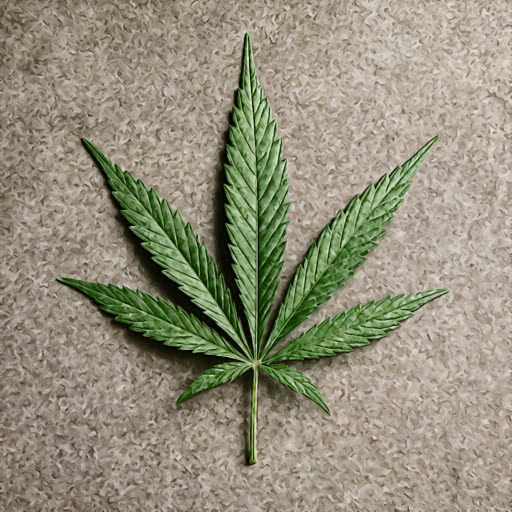 A leaf from a cannabis plant shown with a boosted graphic style