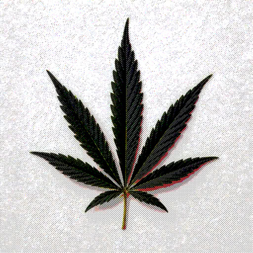 One marijuana leaf shown with a dot-based halftone style
