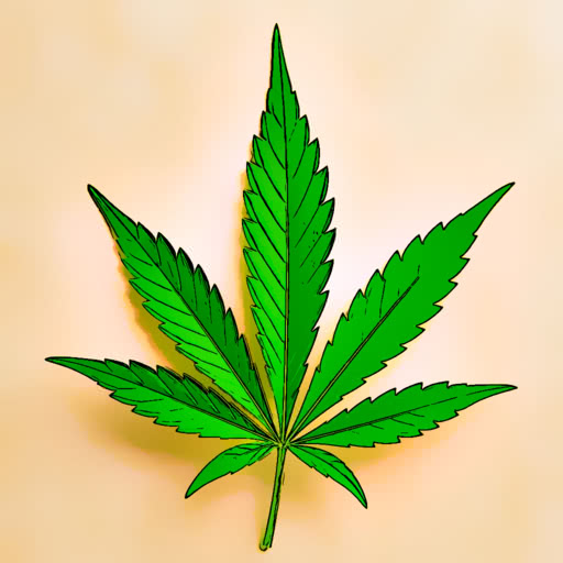 A weed leaf featuring a stylized comic book treatment