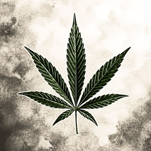 A marijuana leaf rendered with a pencil illustration treatment