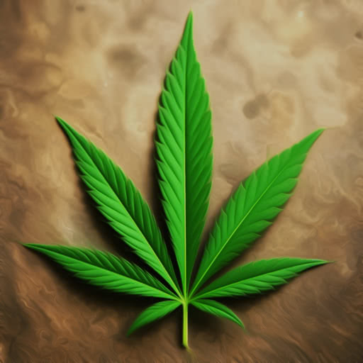 A marijuana leaf presented in a smoothed dream-style rendering