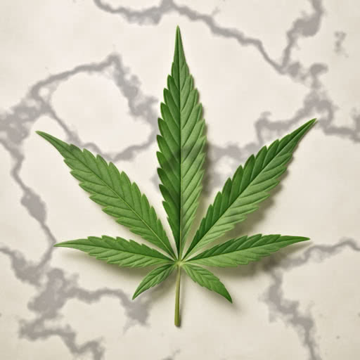 A weed leaf with a textured shadow rendering