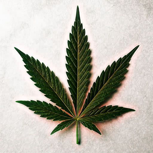 A cannabis leaf transformed using a stylized graphic novel rendering